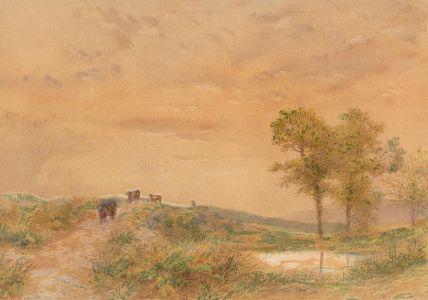 19th Century Watercolour - English Landscape with Sheep
