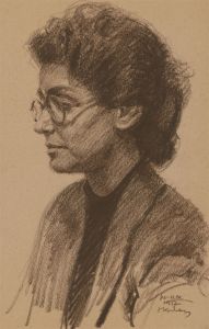 Jan Korwin Kochanowski (1897-1970) - 1937 Charcoal Drawing, Portrait of a Lady