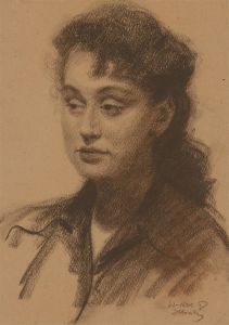 Jan Korwin Kochanowski (1897-1970) - 1952 Charcoal Drawing, A Young Lady