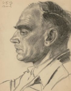 Jan Korwin Kochanowski (1897-1970) - 1943 Charcoal Drawing, Captain Srokowski