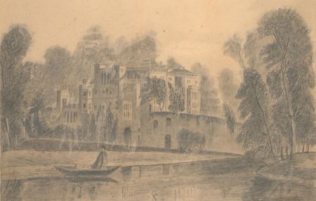 English School 20th Century Graphite Drawing - Guys Cliffe, Warwick