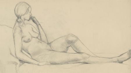 Mary Pierce - 20th Century Graphite Drawing, Reclining Nude