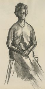 Mary Pierce - 20th Century Charcoal Drawing, Portrait of a Woman Sitting
