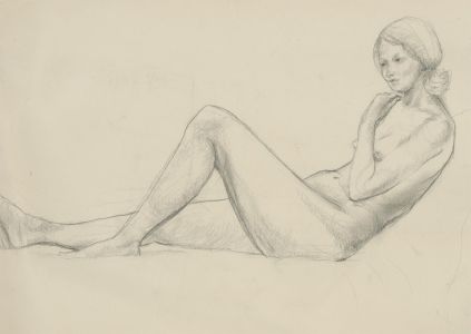 Mary Pierce - 20th Century Graphite Drawing, Reclined Nude