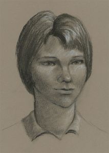 Mary Pierce - 20th Century Charcoal Drawing, Study of a Young Woman