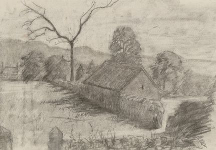 Mary Pierce - 20th Century Charcoal Drawings, Rural Landscape Studies