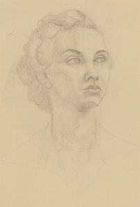 Mary Pierce - 20th Century Graphite Drawing, Woman with a Pearl Earring