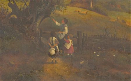Attrib. Charles Vickers (1821-1895) - 19th Century Oil, Children in a Farmyard