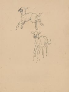 Anton Lock (1893-1970) - 20th Century Graphite Drawing, Little Lambs