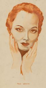 20th Century Pen and Ink Drawing - Portrait of Merle Oberon