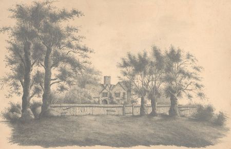 1833 Graphite Drawing - View of Hockly House, Essex