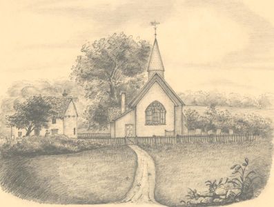 E.M.B - 1833 Graphite Drawing, The Old Church at Wickham Bishops