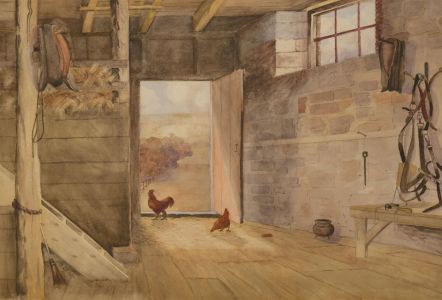 H.G. Kidby - 1924 Watercolour, Barn Interior