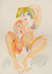 Inge Clayton FRSA (1942-2010) - 2000 Watercolour, Sitting Nude