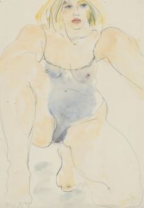 Inge Clayton FRSA (1942-2010) - Signed 1986 Watercolour, Woman Kneeling