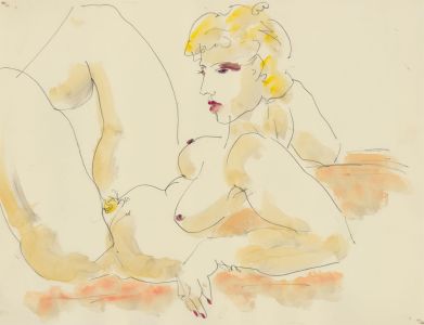 Inge Clayton FRSA (1942-2010) - Contemporary Watercolour, Nude Reclining