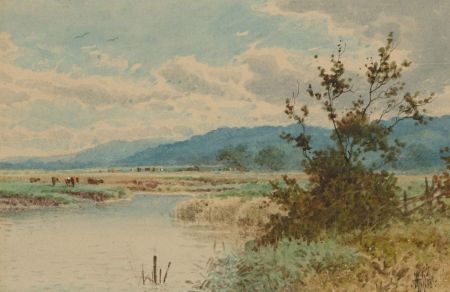 Henry Hilton (fl.1987-1888) - Late 19th Century Watercolour, Marsh Landscape