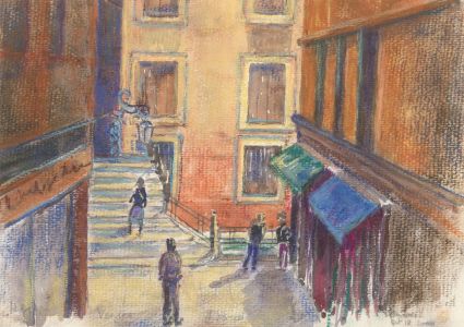 Hilary Sweet-Escott - 2000 Pastel, Vibrant Street Scene