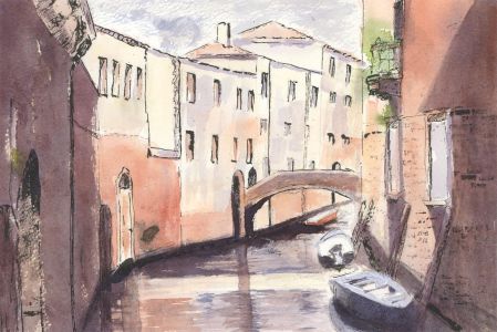 V. Carter - Contemporary Pen and Ink Drawing, Venice Canal View