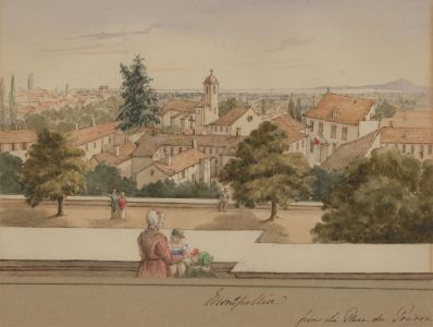 Late 19th Century Watercolour - Montpellier View from Place du Peyrou