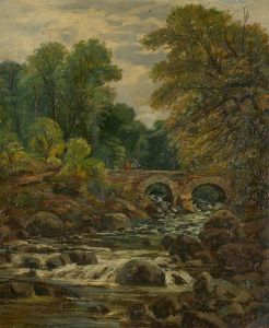 Late 19th Century Oil - Fishing River Scene