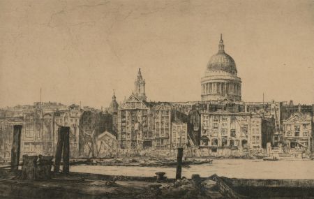 William Palmer Robins (1882-1959) - 1929 Etching, St. Pauls from Bankside