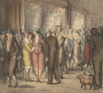 Harold Hope Read (1881-1959) - Watercolour, Shoppers on a High Street