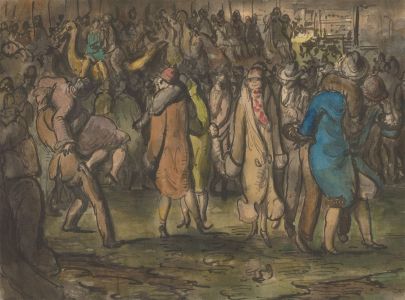 Harold Hope Read (1881-1959) - Watercolour, Fair Ground Commotion