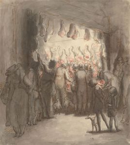 Harold Hope Read (1881-1959) - Signed 1925 Pen and Ink Drawing, Meat Market
