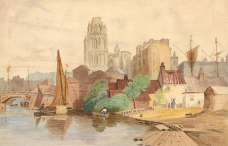 Late 19th Century Watercolour - Harbourside Scene