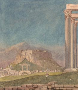 Miniature Mid 19th Century Watercolour - The Acropolis