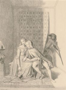 Aidier - 19th Century Etching, Lovers in an Interior