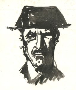 Set of Seven 20th Century India Ink - Portrait of Soldier