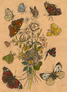 John Norris-Wood FRCA (1930-2015) - Contemporary Woodcut, Garden Butterflies