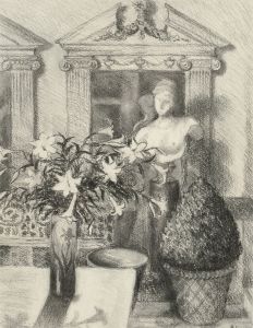 A.G. - 1998 Charcoal Drawing, A Corner of Talisman's Antiques Emporium