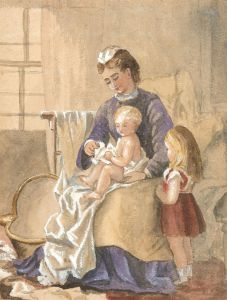 Late 19th Century Watercolour - Children and Nanny