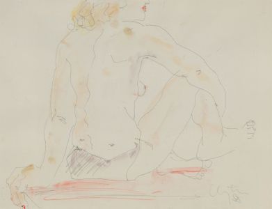 Inge Clayton FRSA (1942-2010) - 1988 Graphite Drawing, Seated Nude