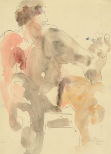 Inge Clayton FRSA (1942-2010) - 1986 Watercolour, Seated Male Nude