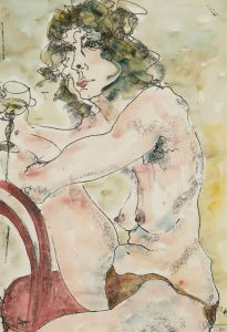 Inge Clayton FRSA (1942-2010) - Signed 1984 Monotype, Woman Drinking Wine