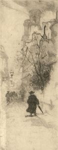 20th Century Etching - Street Scene with Figure