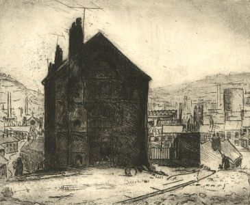 H. Cadwell - 20th Century Etching, Industrial Street Scene