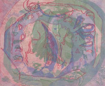 Constance Tippet - 20th Century Etching, Abstract Composition in Pink