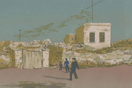 Barbara Gillbert - 1989 Silkscreen, Street Scene with Figures