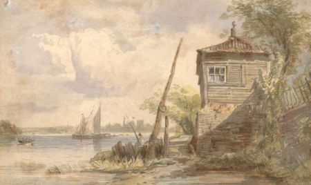 Late 19th Century Watercolour - Estuary Scene with Fisherman