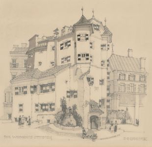 Horace Wright (1888-1960) - 1952 Graphite Drawing, The Weinhaus Ottoburg