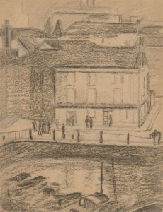 Ronald Morton (b.1918) - 20th Century Charcoal Drawing, Bustling Street Scene