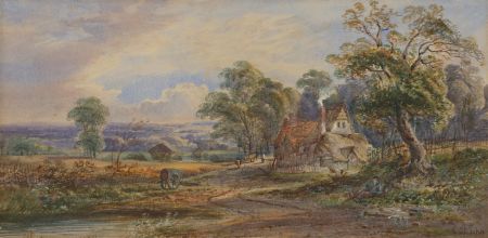 Edwin Saint-John (act.1880-1890) - Signed Watercolour, Farmstead View