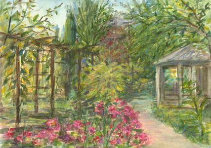 Renee Young - 20th Century Watercolour, Vibrant Floral Garden