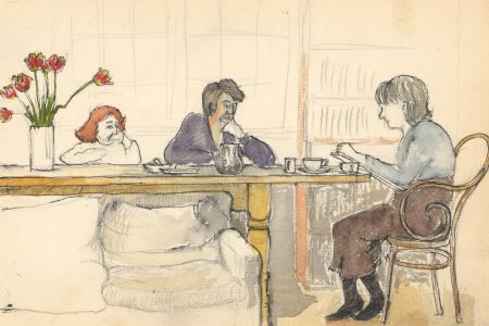 A Pair of 20th Century Pen and Ink Drawings - Family Studies