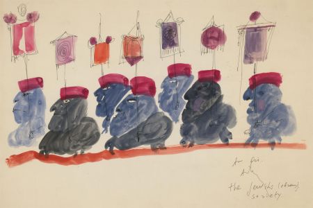 Antonis Kyriakoulis (b.1938) - Signed 20th Century Watercolour, The Procession
